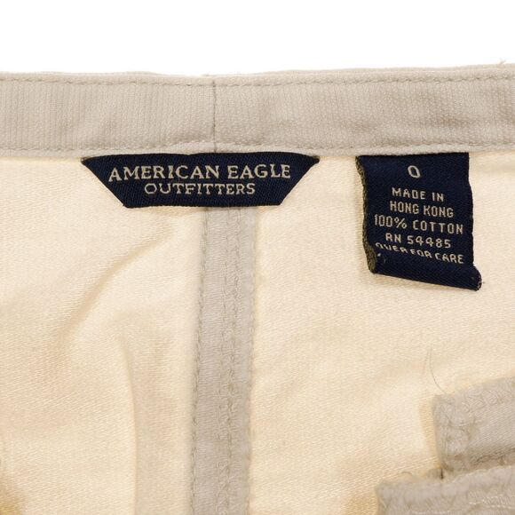 American Eagle Skirt 0 Beige Cotton Button Drawstring Pockets Womens Measure W28 - Picture 3 of 8